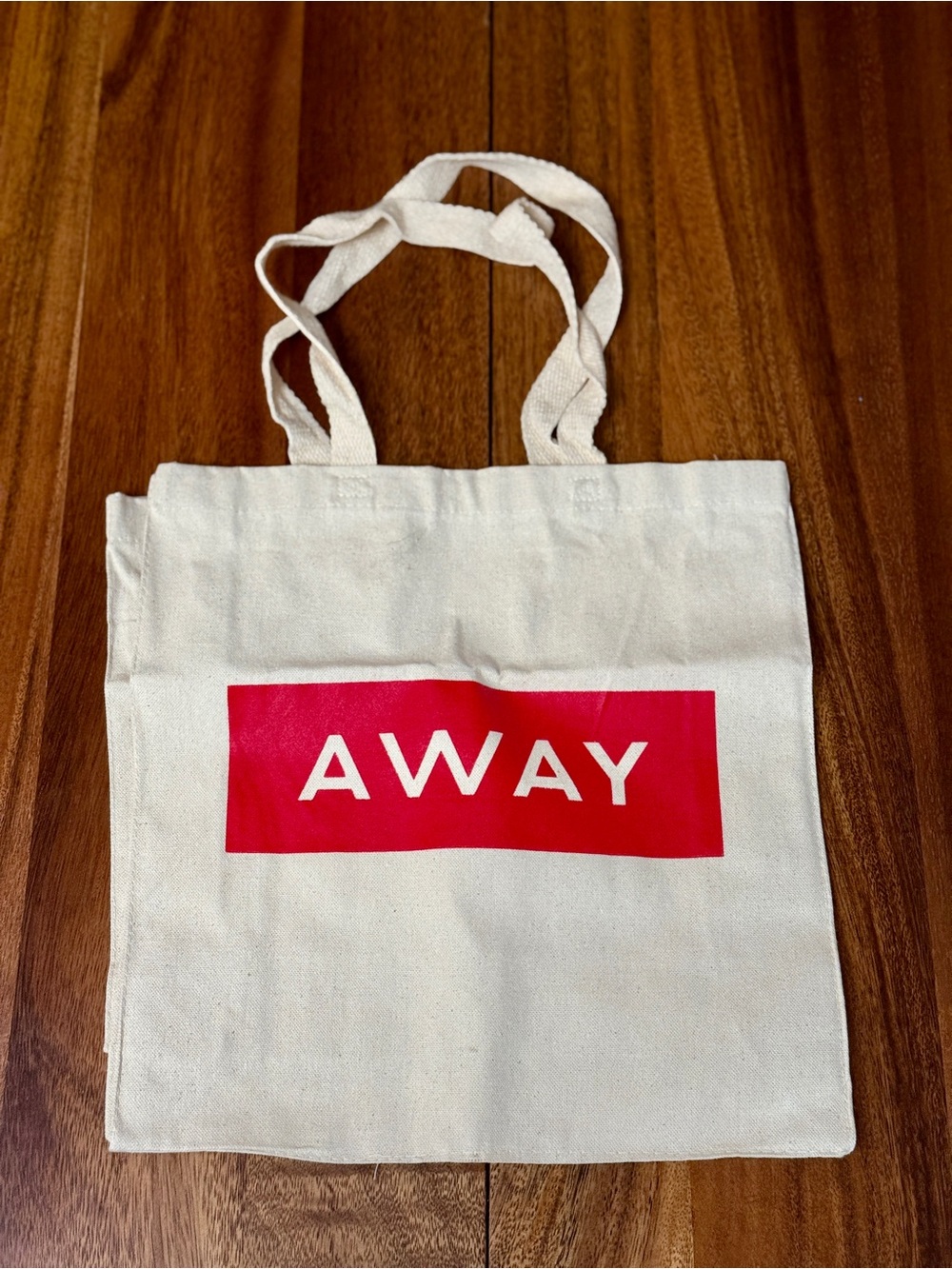 Away White Canvas Tote with Red Logo